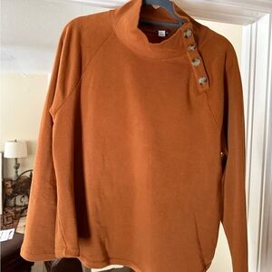 Rust Orange Button-Up Sweater